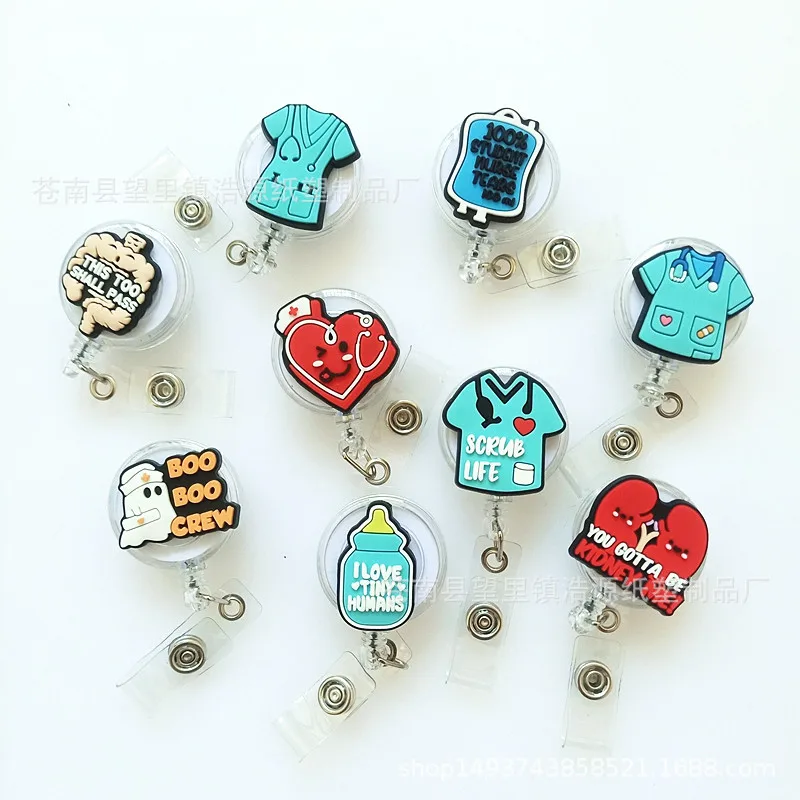 2026 New Design 1 Piece Silicone Medical Care Tool Anime Human Organ Retractable Nurse Doctor Badge Reel ID Card Holder