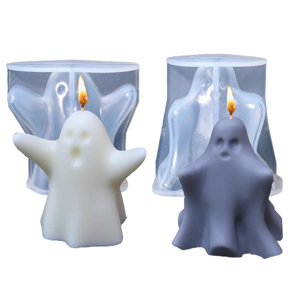 Halloween Cute Ghost Candle Silicone Molds New 2023 DIY Resin Concrete Plaster Soap Mould Party Festive Ornaments Home Decor