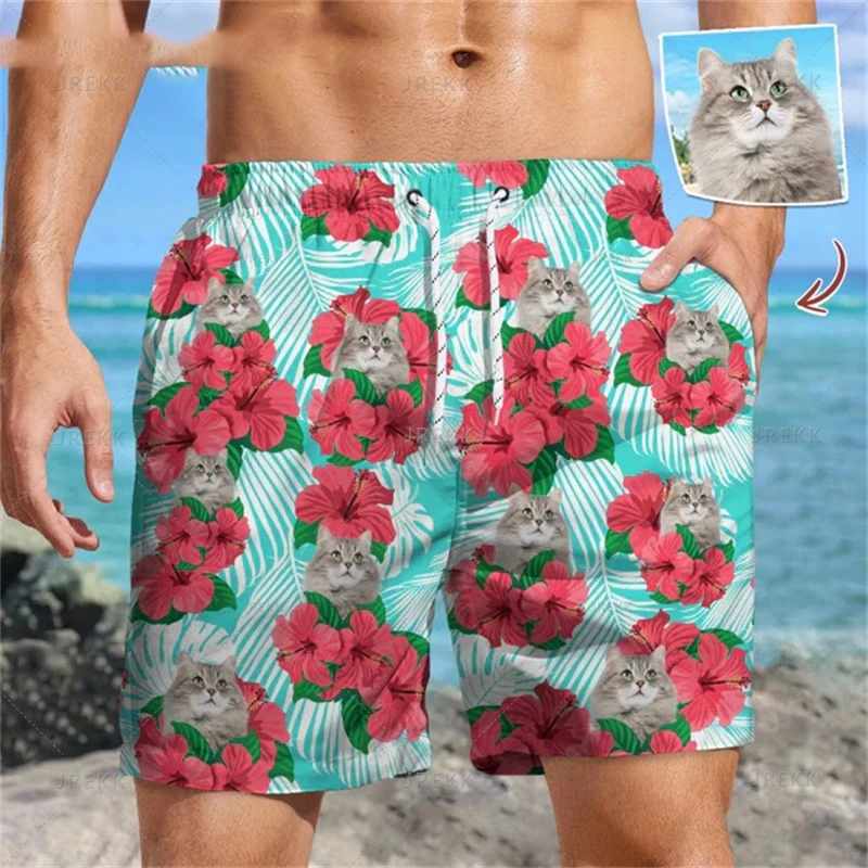 Hawaiian 3D Print Customized Faces Beach Shorts For Men Cool Streetwear Design Styles Board Shorts Kid Fashion Swimming Trunks