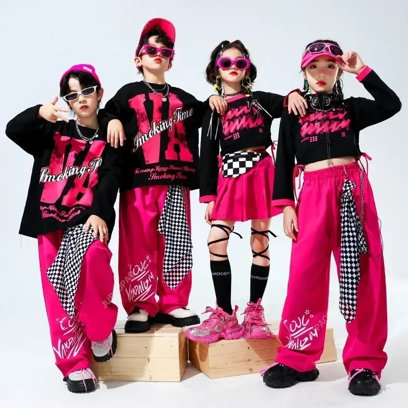Nuevo Top corto de Hip Hop para niña, pantalones de baile callejero para niño, ropa deportiva para niño, ropa de calle para niño, conjunto de ropa de Jazz, Hip Hop de moda