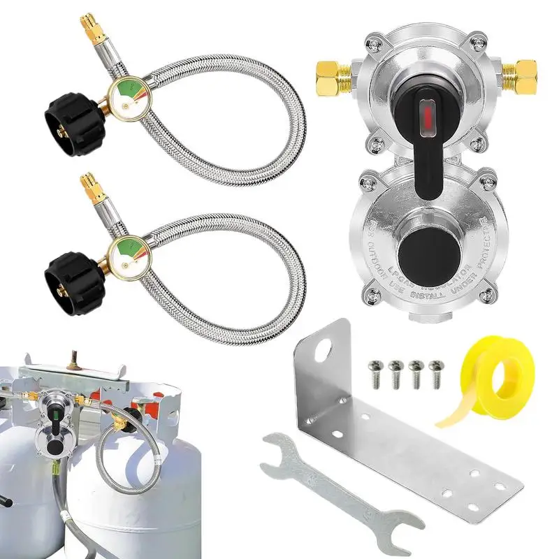 

RV Propane Regulator RV Propane Tank Regulator With 18 Inch Hose Automatic Changeover 2-Stage Cooking Replacement Parts