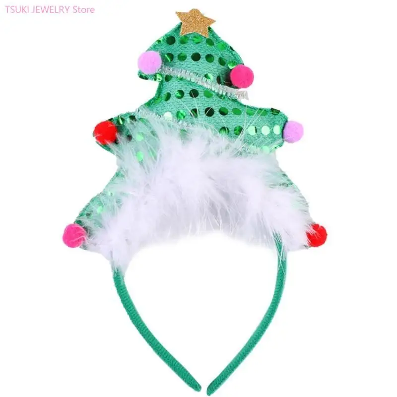 62KE Women Girl Hairband Washing Headband Antler Hair Hoop Christmas Tree Headwear