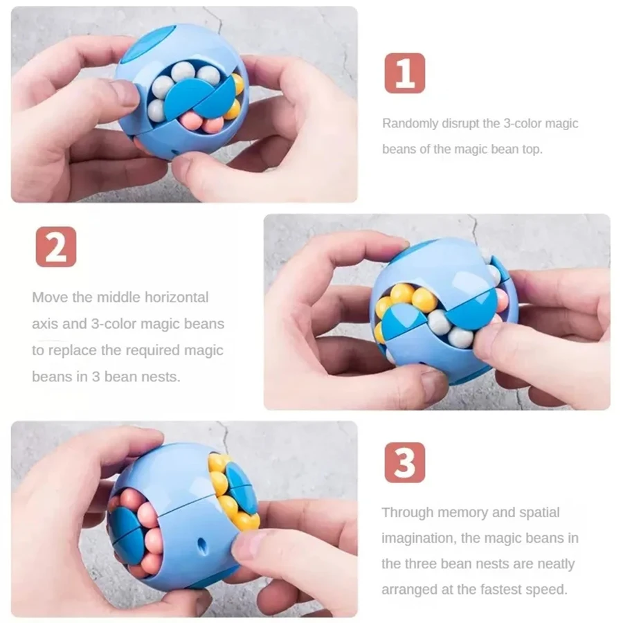 Magic Bean Puzzle Cube Spinner Rotate Slide Gyro Fidget Toy Ball Anti Stress Educational IQ Game for Boy Girl Kid Adult Child