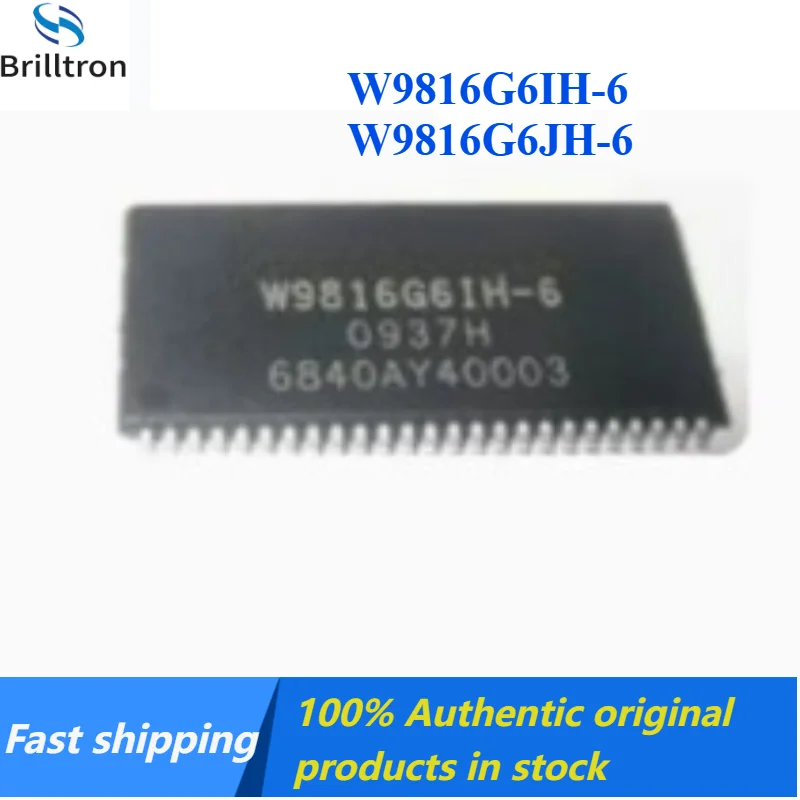 10PCS W9816G6JH-6 W9816G6IH-6 TSOP50 Memory Clock Frequency Up To 200MHz Brand New Original Stock Available, Fast Shipping.