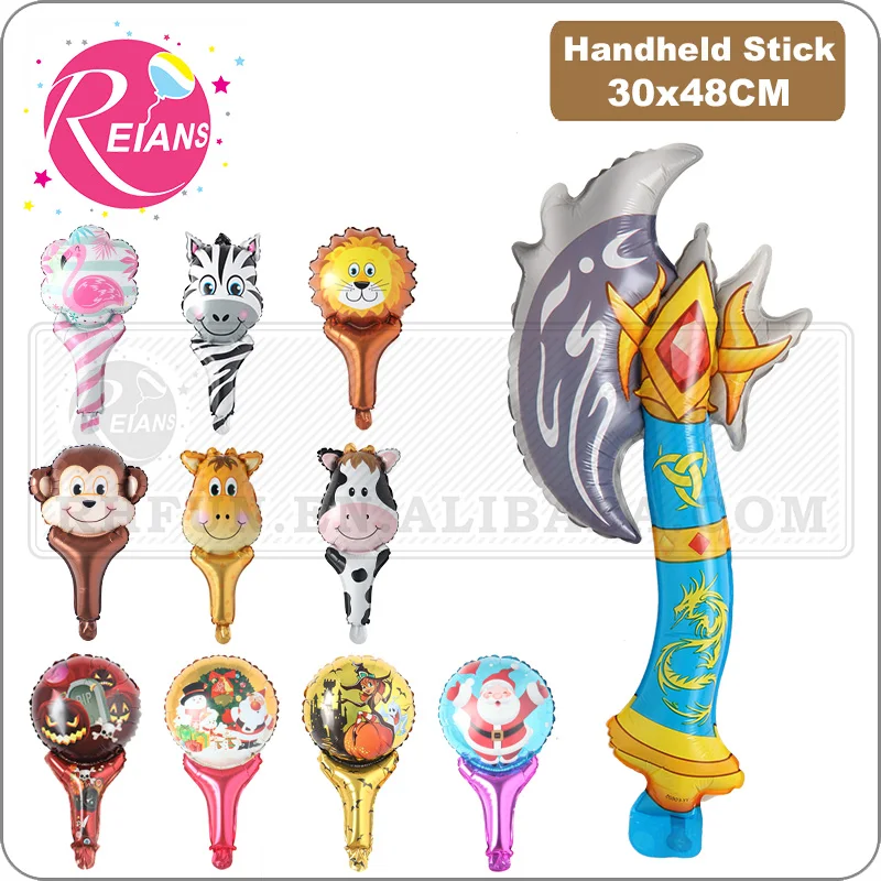 Foil Balloons Cartoon Handheld flamingo Birthday Party Decorations suppliers clapper stick animal Toys Ballon inflatable Axe toy