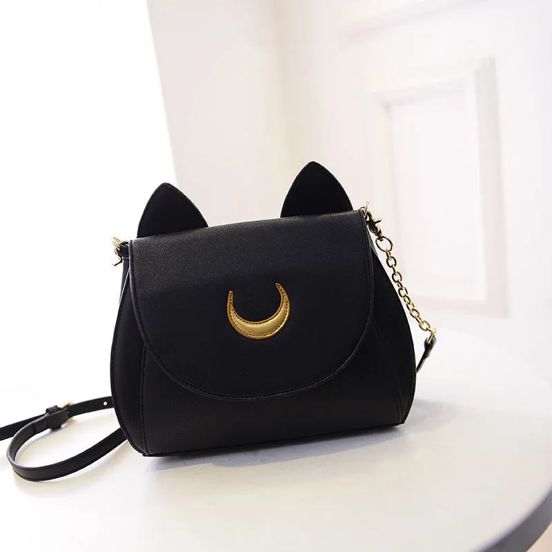 Women\'s Handbag Anime Sailor Luna Cute Cat Backpack PU Leather Women\'s Messenger Crossbody Small Bag Wallet