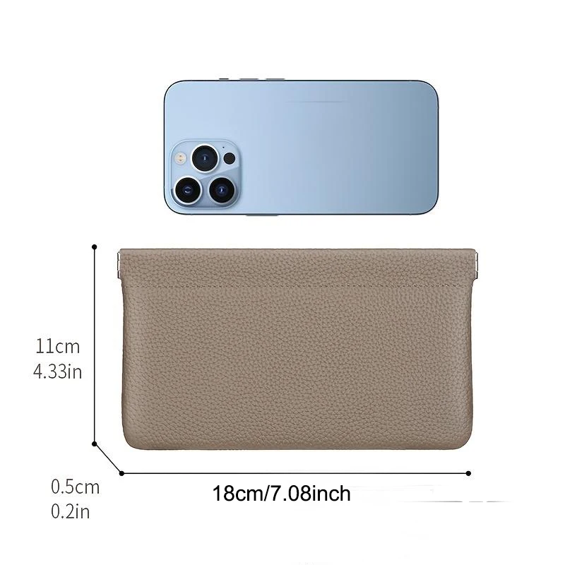 محفظة جلدية مغلقة أوتوماتيكية، حقيبة تخزين محمولة رفيعة للغاية، حقيبة مكياج النسخة الكورية، حقيبة هاتف، ألوان متعددة