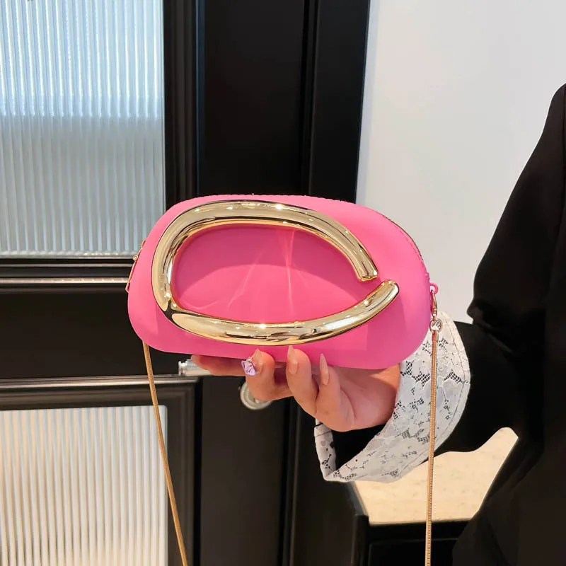 

2025 Trendy Elegant Chain Bag Vintage Metal Handle Mini Clutch Dressy Shoulder Crossbody Bag for Evening Party