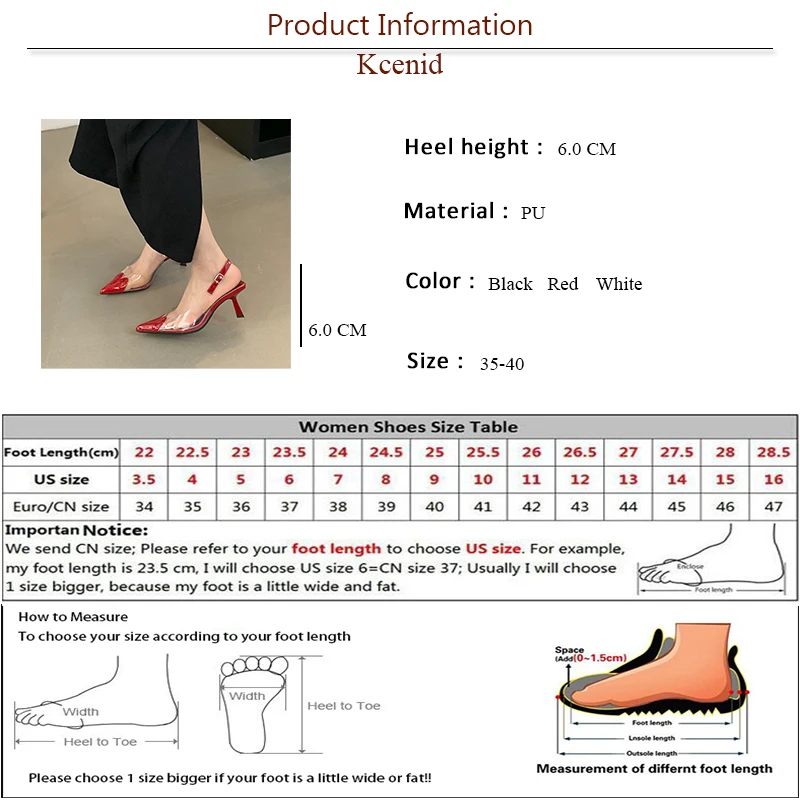 Kcenid Summer Women Fashion Loving Heart Clear PVC Sandals High Heel Slingback Pumps Women Pointed Toe Sandals Wedding Shoes