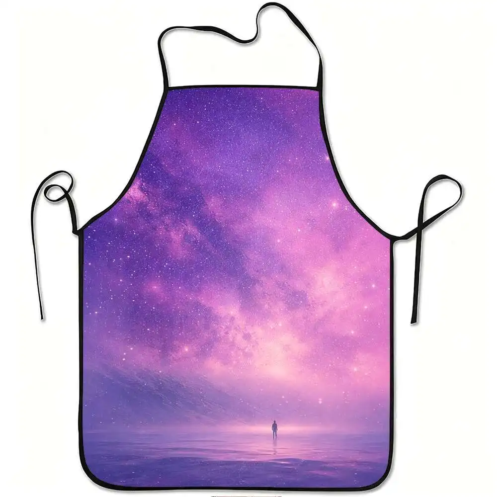 1pc Dreamy Galaxy Starry Sky Print Apron, Durable and Easy to Clean, Adjustable Waistband, Polyester Material, for Kitchen Cooki