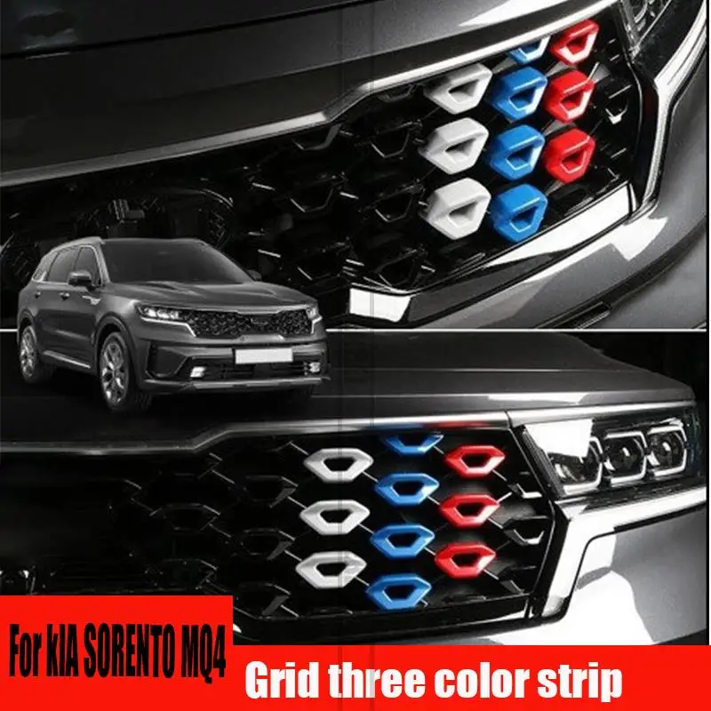 

For 2019-2024 Kia Sorento grille decorative frame Sorento MQ4 grille tricolor strip decorative sticker Sorento tricolor strip
