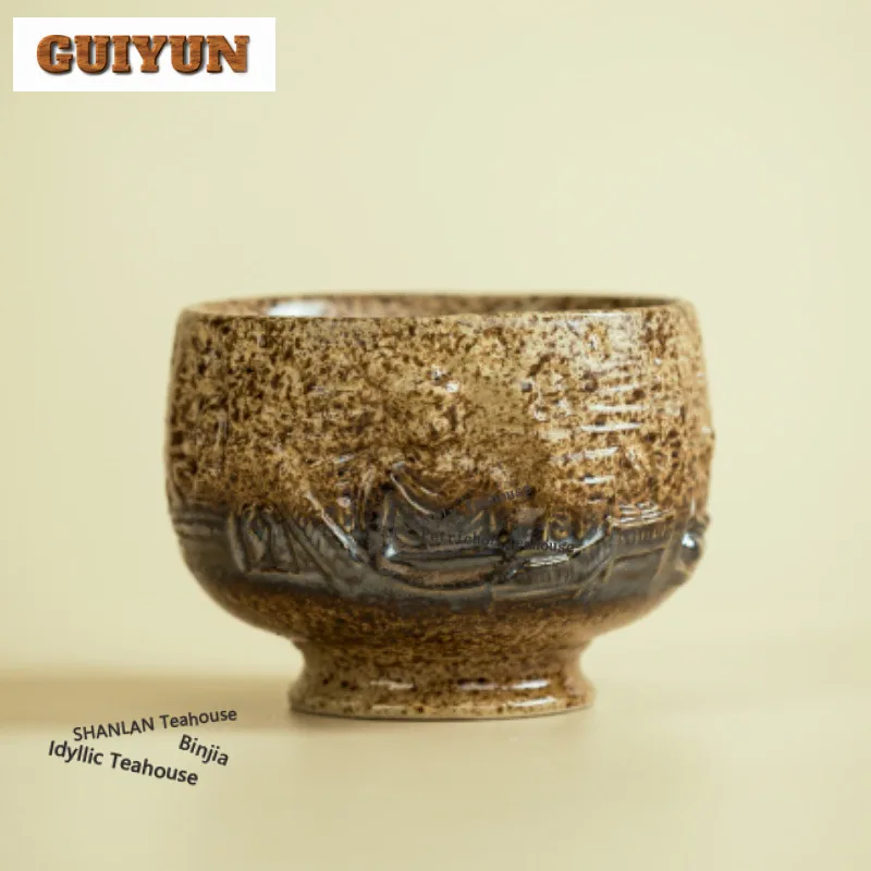 220ml Dunhuang Mogao Grottoes Thousand Buddhas Teacup Luxury Tea Bowl Jug Tea-tasting Fragrance Cup Jianzhan Master Cups Teaset