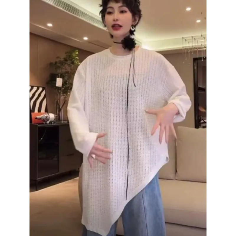 

Fashionable Commuter Stripe Women's Casual Loose Fit Long Coat Button Autumn 2025 Versatile Outerwear TT261