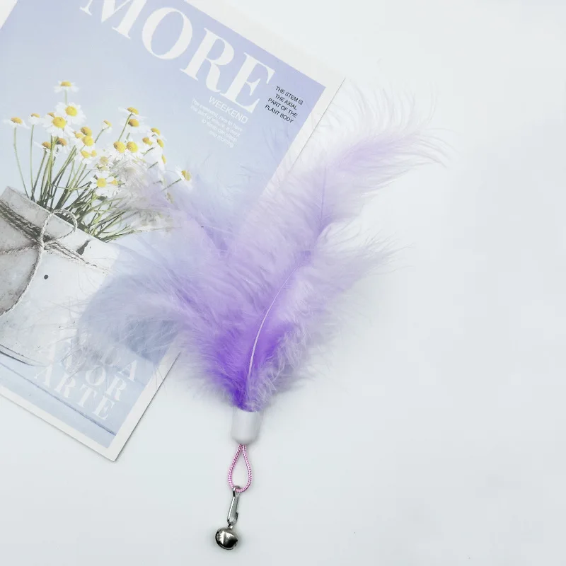 3/5/10 Uds. Palo de peluche para mascotas, campana de plumas, cabezal de repuesto, juguete de peluche para mascotas, juguete interactivo para aliviar el gato, juguetes para gatos