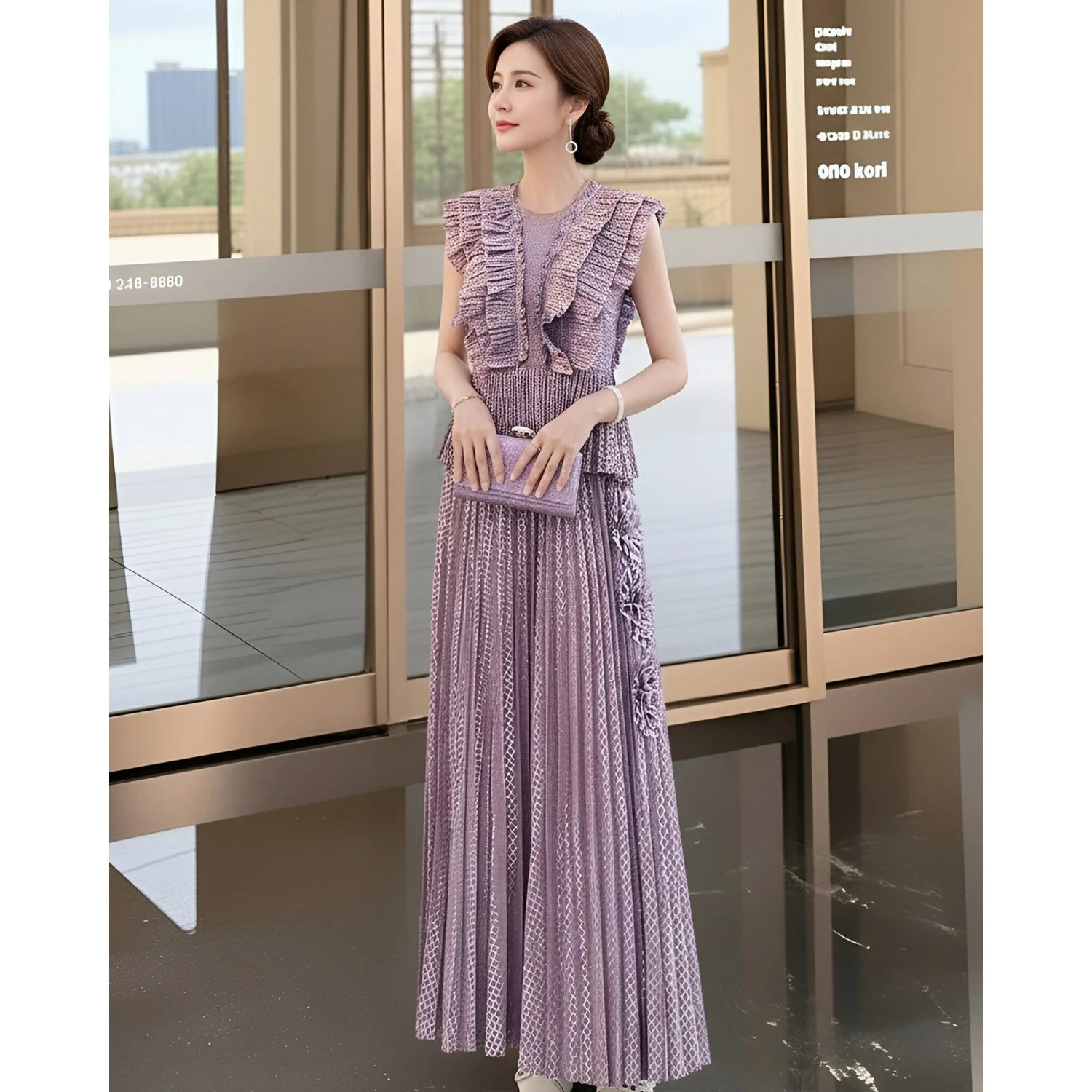 

Miyake High-end Pleated Blue Suit Skirt Women's Summer 2026 New Vest Sleeveless Top Pleated Skirt Two-piece Set