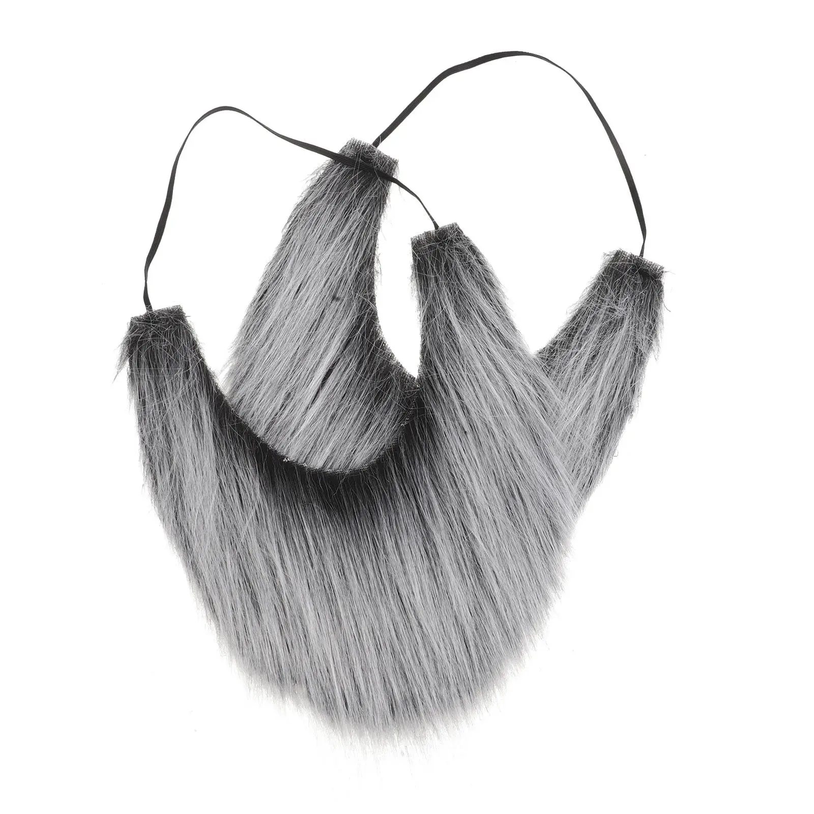 

2pcs Grey Fake Beard Realistic Artificial Facial Hair Reusable Costume Accessory Cosplay Party Men Stylish Beards