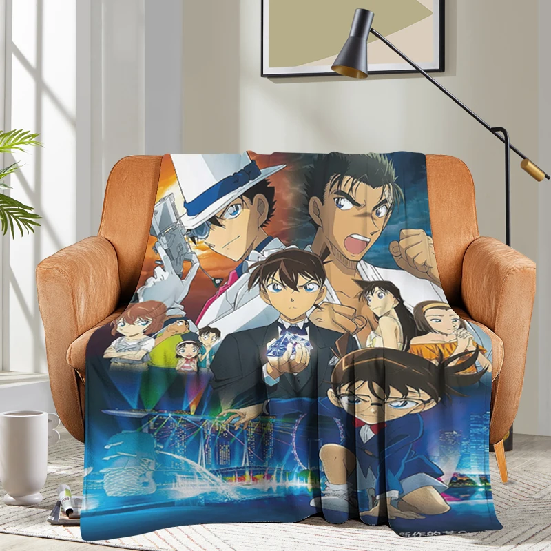 

Anime Flannel Blanket Sofa Conan Bed Fleece Camping Microfiber Bedding King Size Fluffy Soft Blankets for Winter Warm