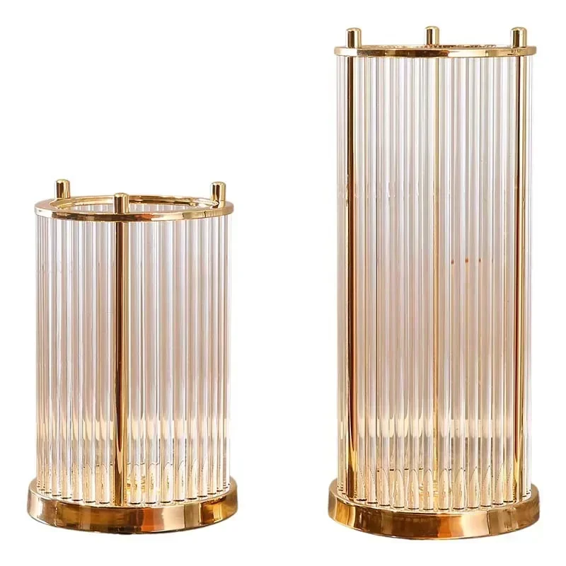 

Easy To Use European Style Luxury Glass Candlestick Gold Metal Vase Decoration Geometric Candle Holder Living Room Flower Bougeo