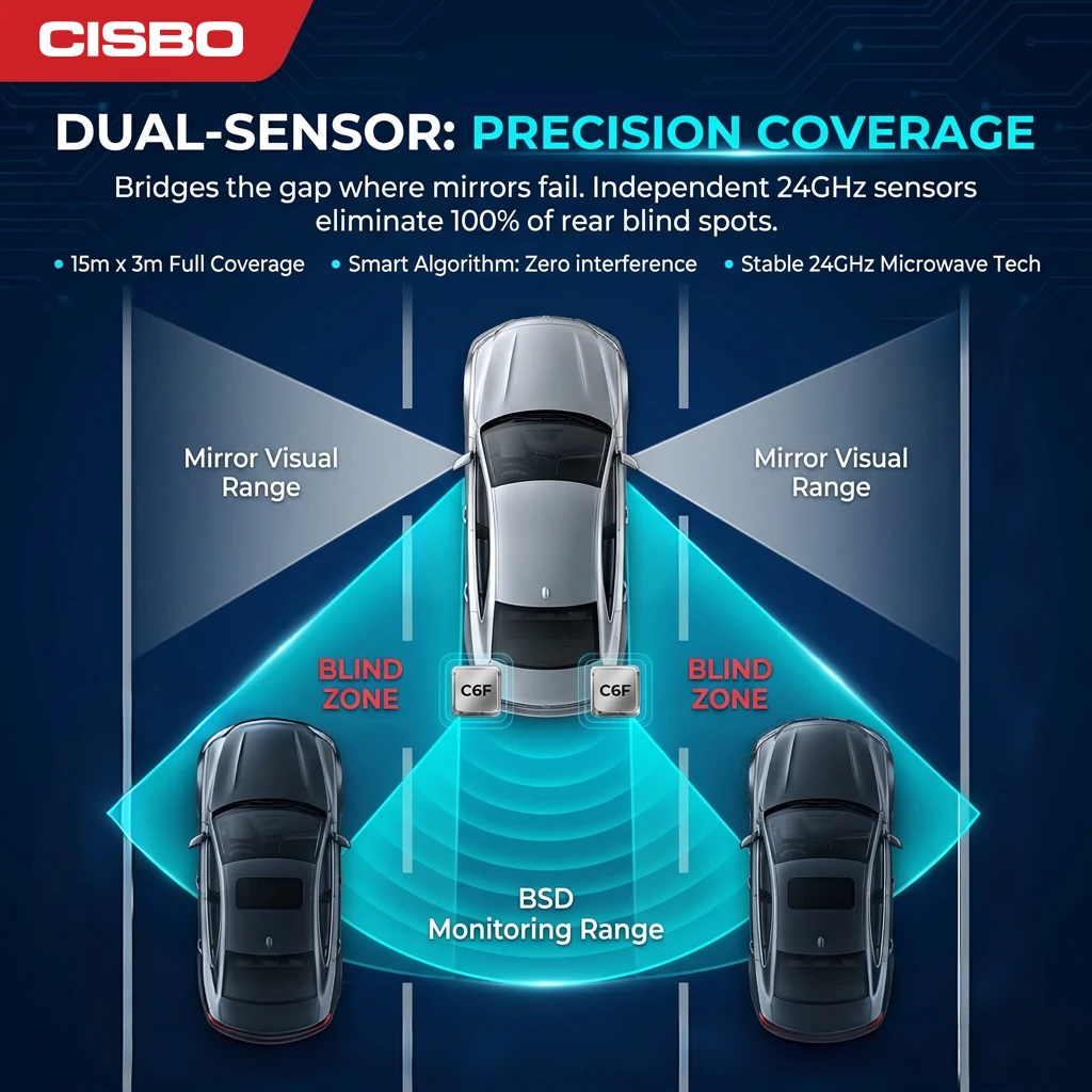 24GHz Car BSM BSD Microwave Radar Blind Spot Monitoring System For Reminding Driver When Changing Lanes