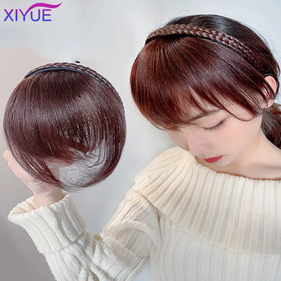 

XIYUE Hairband bangs integrated female forehead covering white hair artifact hair accessories air bangs braid hair hoop headwear