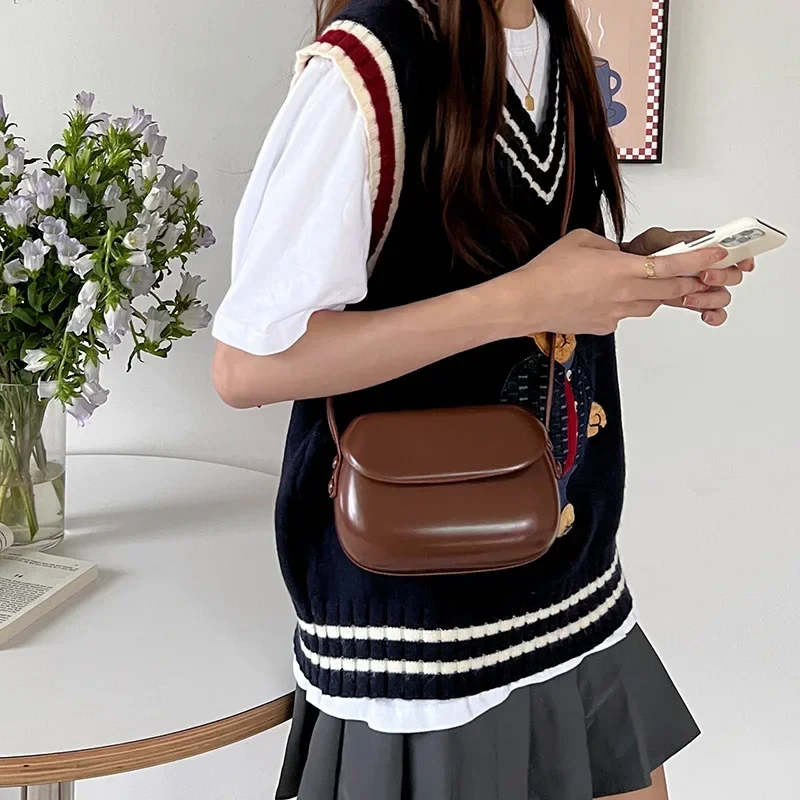 2024 Flap Crossbody Bags Women Mini PU Leather Shoulder Purses and Handbags for Girls Ladies Phone Simple Solid Designer Bag