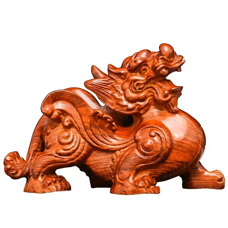 

Solid Wood Carving Mascot pixiu Ornament Chinese lucky beast Home Living Room Bedroom Office Decoration Crafts