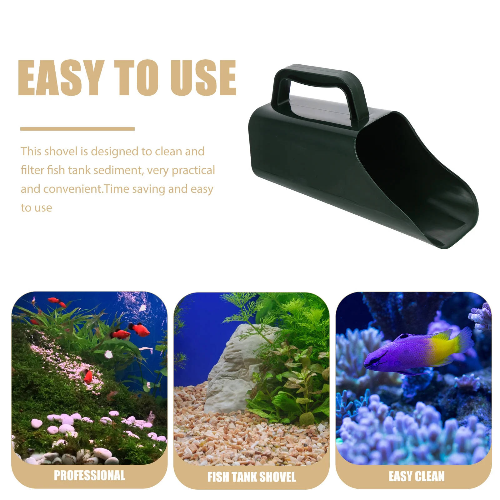 مجرفة رواسب خزان مريحة، مغرفة رمل بلاستيكية متينة لحوض السمك، أداة تنظيف عملية، مجرفة خزان الأسماك #6