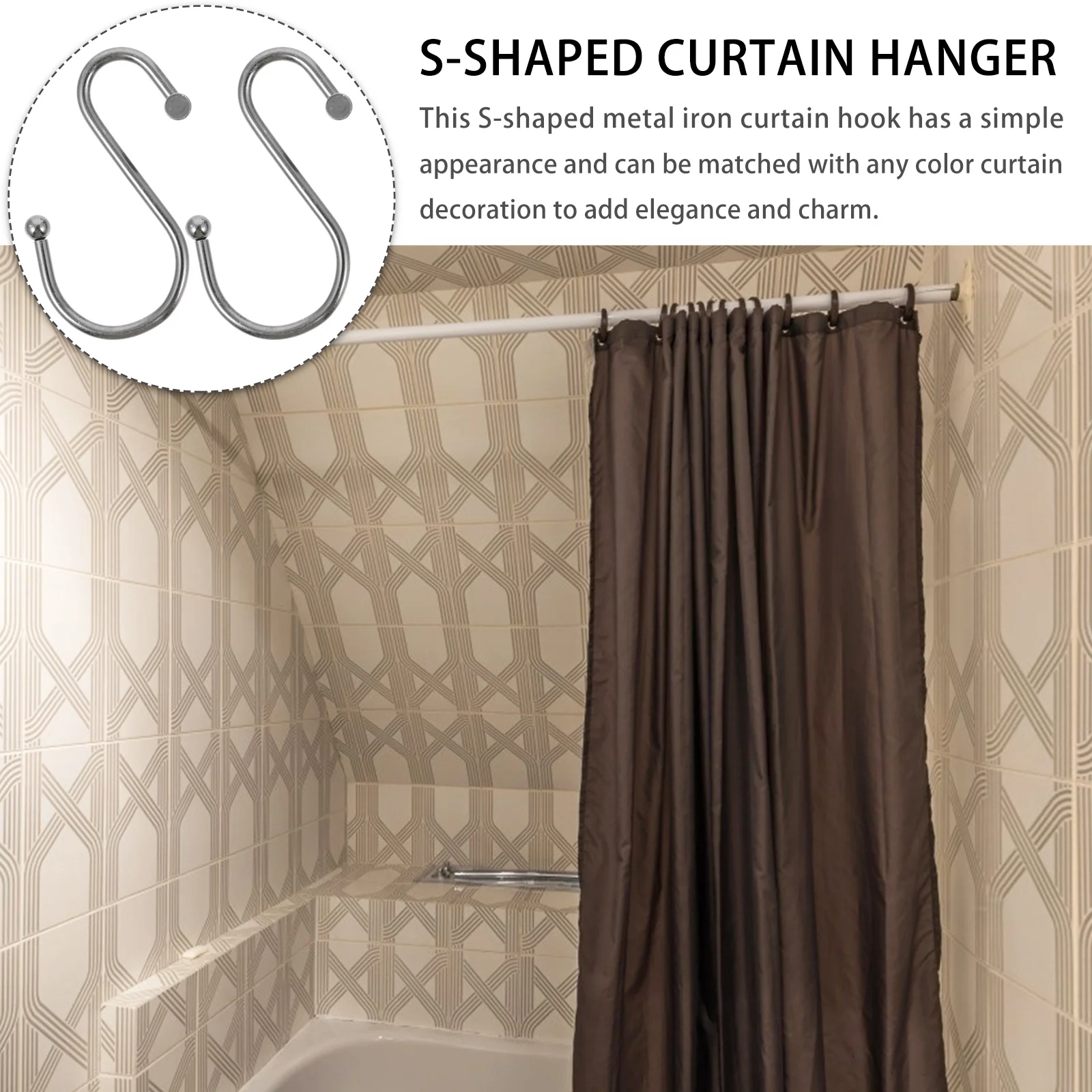 12 قطعة خطاف اسطوانة معدنية S-شكل مقاومة للتآكل للحمام دش الستار ديكور المنزل شماعات حديدية #1