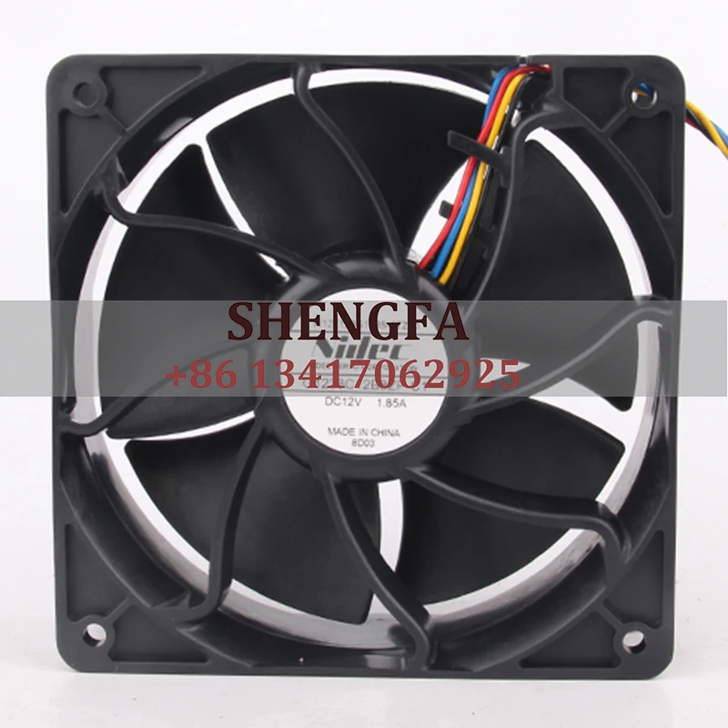 

Nidec Case Fan Dual Ball Bearing G1238C12B8ZP-C1 120*120*38mm 12V 1.85A 12038mm PWM Temperature Control Cooling Fan