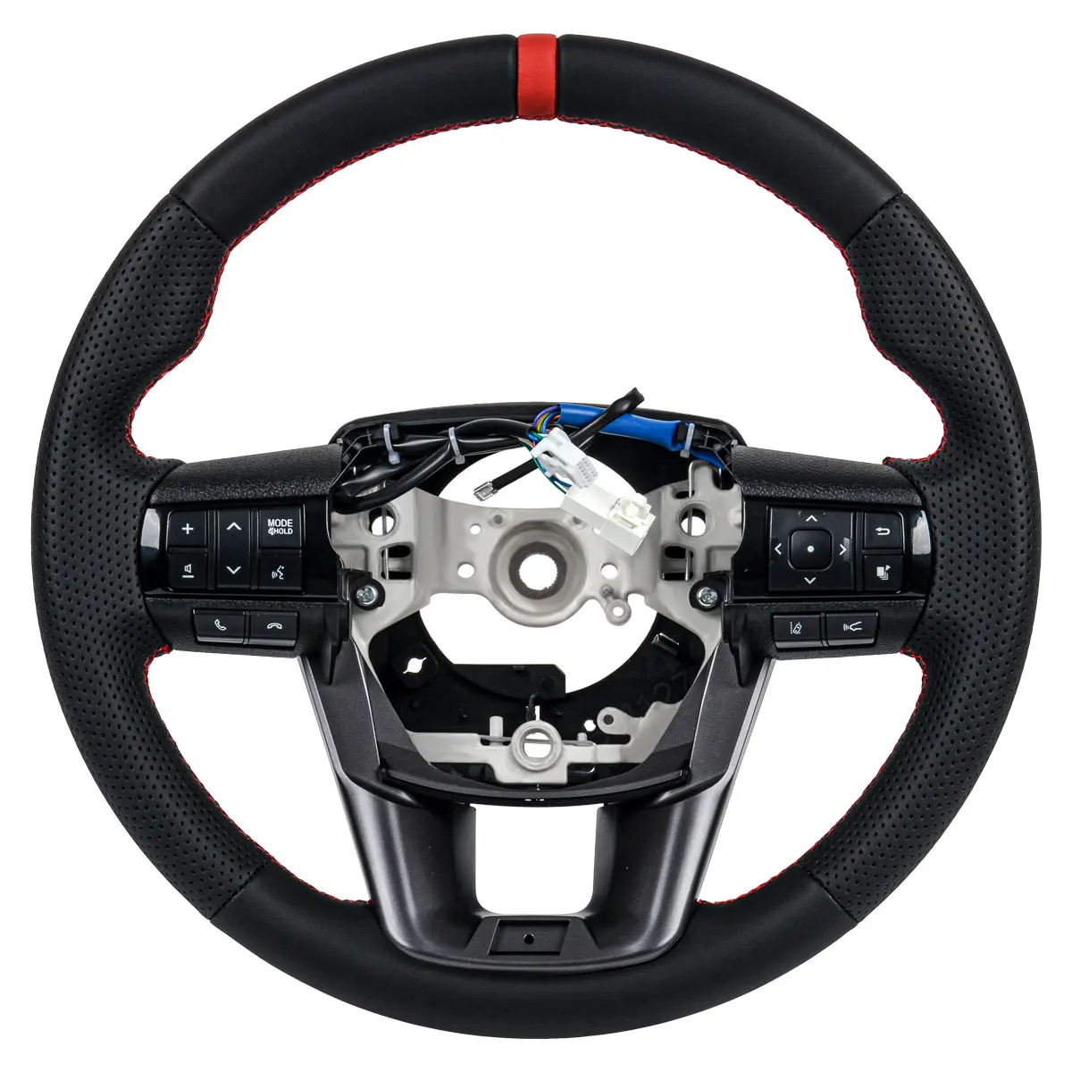 Full Leather Racing Steering Wheel For TOYOTA HILUX REVO 2016+ LC PICK UP 2022+ LC70/76/79 2024+ Fortuner 2016+ With Buttons