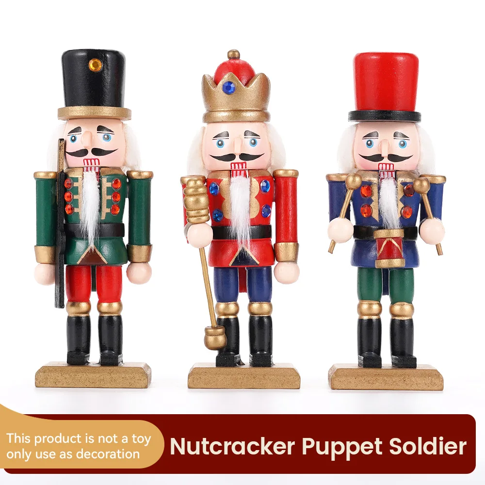 

3Pcs/Set Nutcracker Soldier Christmas Gift Festival Mini Decorate Desktop Ornament Christmas Statue Wood Figure Decoration