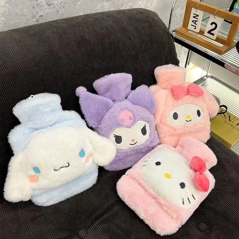 

Sanrios Kawaii чехол для бутылки с горячей водой Hello Kitty Girl, бархатный чехол для бутылки с горячей водой, грелка для рук, простой креативный сладкий принт