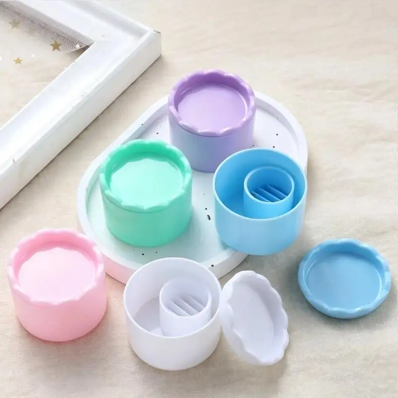 1Pcs Nail Tool Holder Cup Multi-Use Dual Lid Design Brush Stand Palette for Nail Artists Home DIY Nail Art Practice