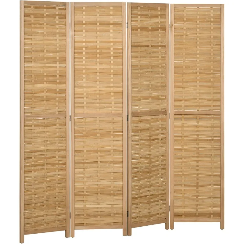 Room Divider, 5.5' Tall Bamboo Portable Folding Privacy Screens, Hand-Woven Double Side Partition Wall Dividers for Home Office