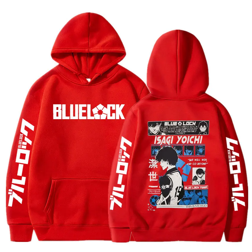 Anime Blue Lock Isagi Yoichi Printed Hooded Men Women Hot Manga Printed Hoodies Oversized Streetwear Harajuku Fleece Sweatshirts