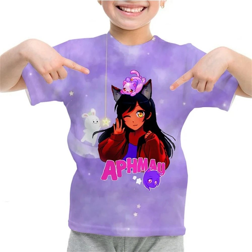 Aphmau 3D Print T Shirt for Kids Girls Cartoon Tshirts Boys Anime T-shirts Camiseta Toddler Kawaii Tee Tops Children\'s Clothing