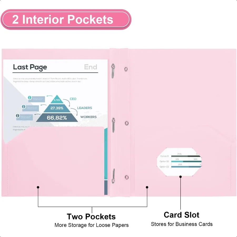 Пластиковые папки ProjectFolders с 2 карманами, 3-контактная оптовая упаковка Project FileFold for US Letter Size Papers Ideal for School Office As