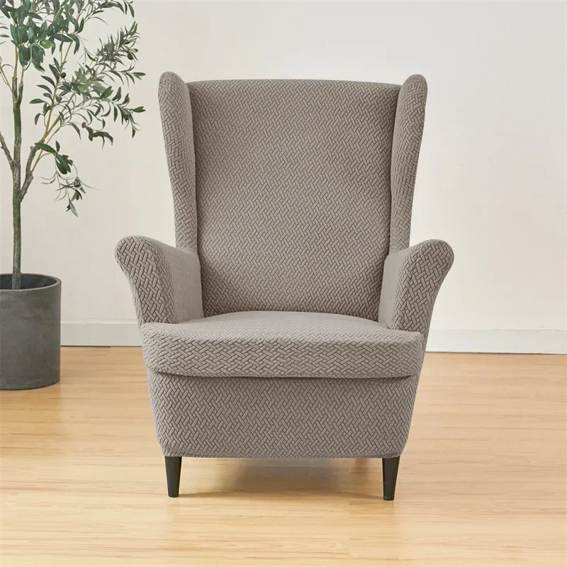 2 teile/satz Jacquard Flügel Stuhl Abdeckungen Einfarbig Stretch Wingback Sessel Schonbezüge Anti-schmutzige Möbel Protector Dekor – Detail 13