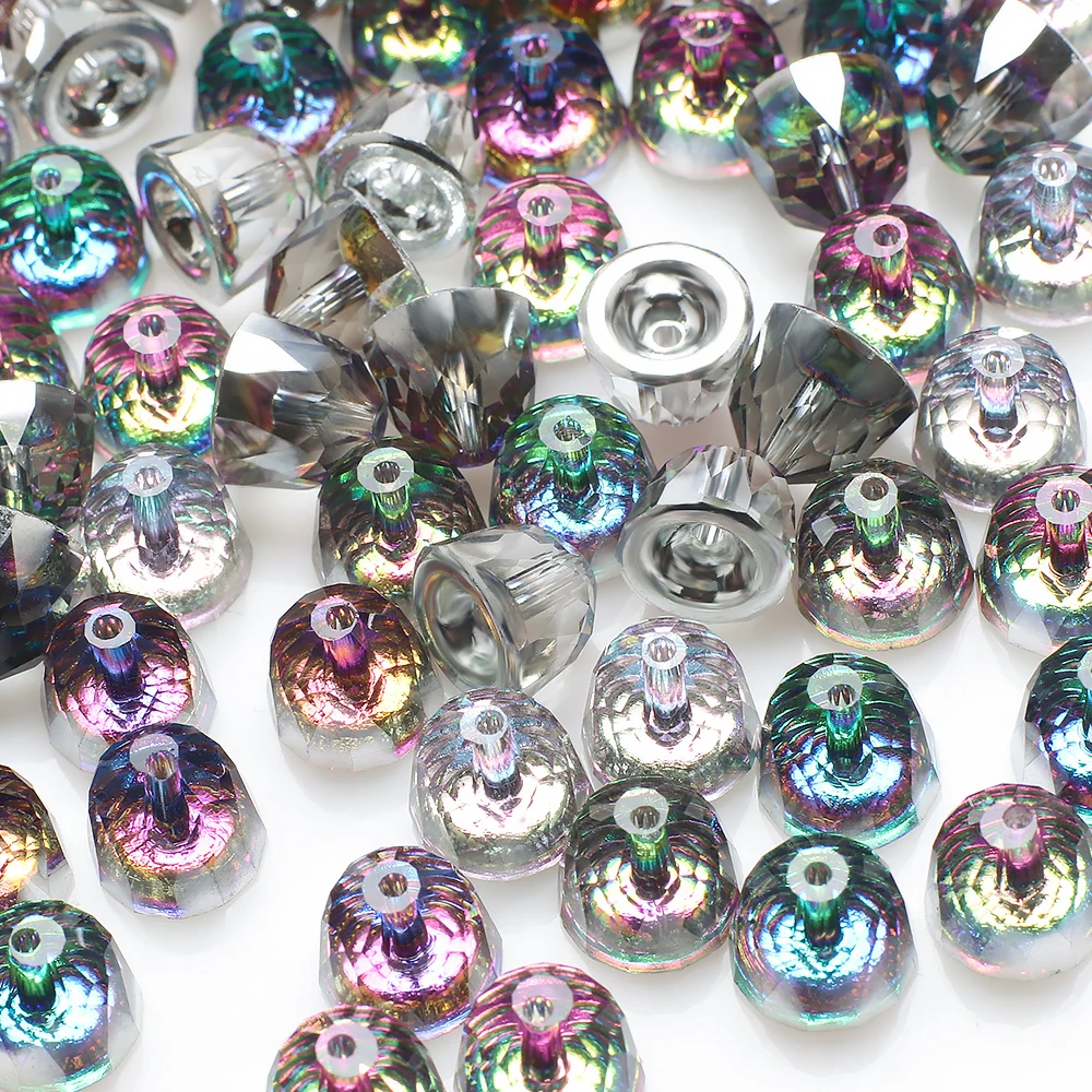 30Pcs 10mm Mixed Crystal Glass Beads Bell Shape Loose Spacer Crafts for DIY Jewelry Making Hanging Earings Bracelets Accessories