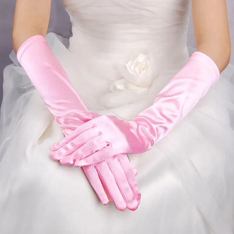 Mädchen bunte Oper Party Handschuhe Satin Eblow Länge voller Finger Halloween Kostüm Handschuhe Flapper Hochzeit Zubehör