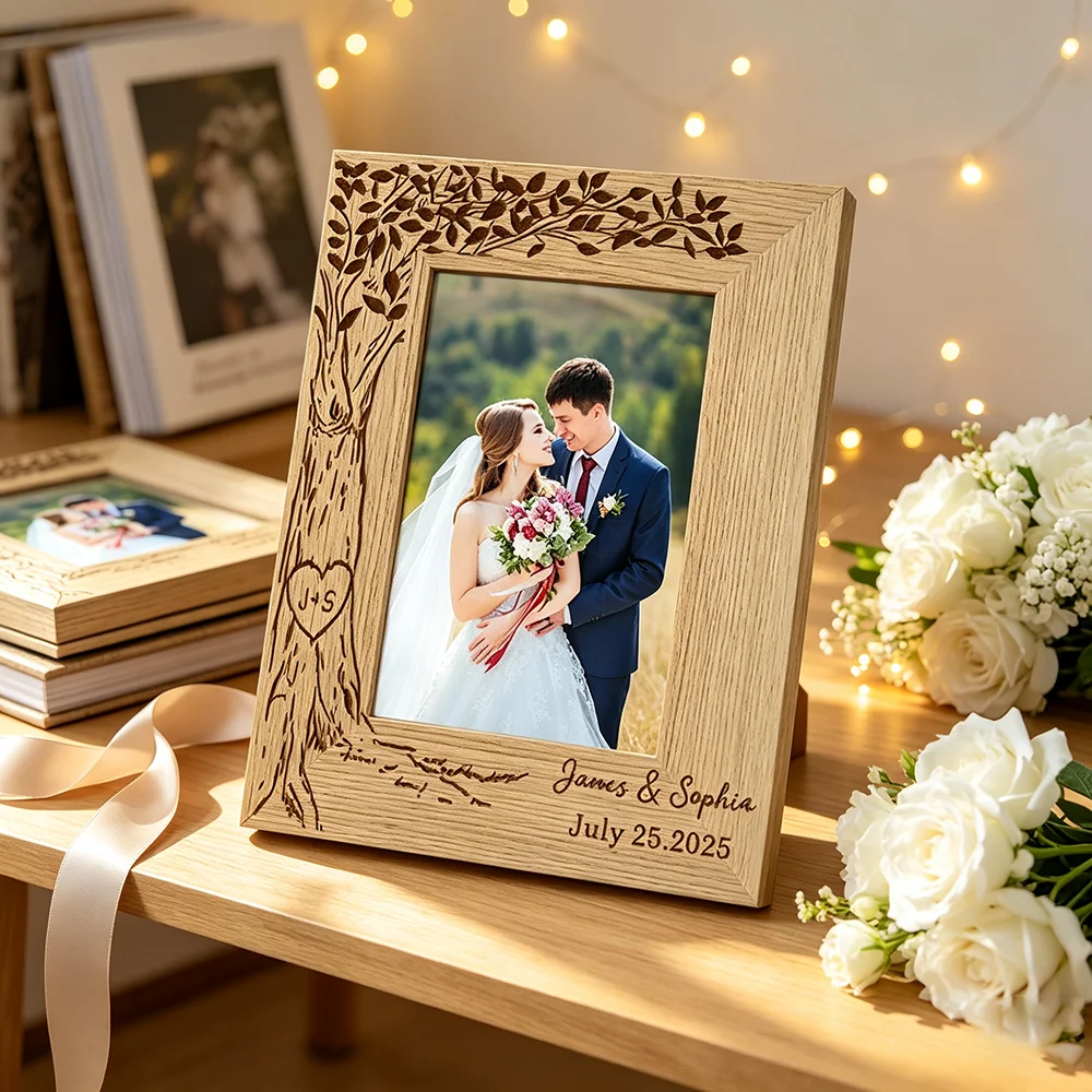 Cadre photo en bois personnali - Engraved Wood Frame avis et prix