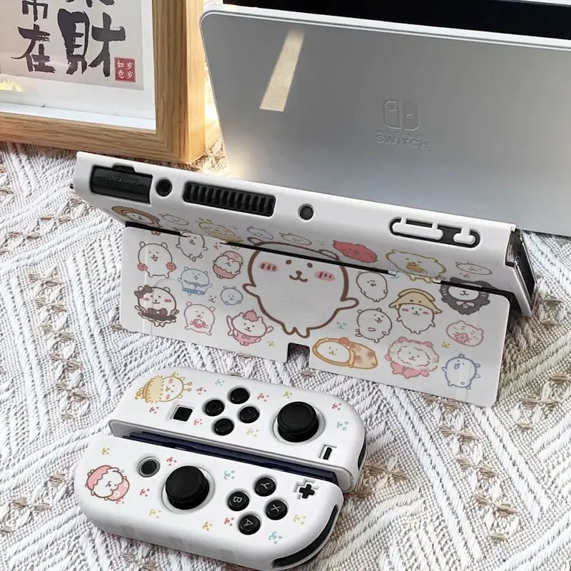 Anime Chiikawa Self-deprecating Bear Protective Case for Switch OLED Protective Case Cute Anti-fall Game Console Accessories New
