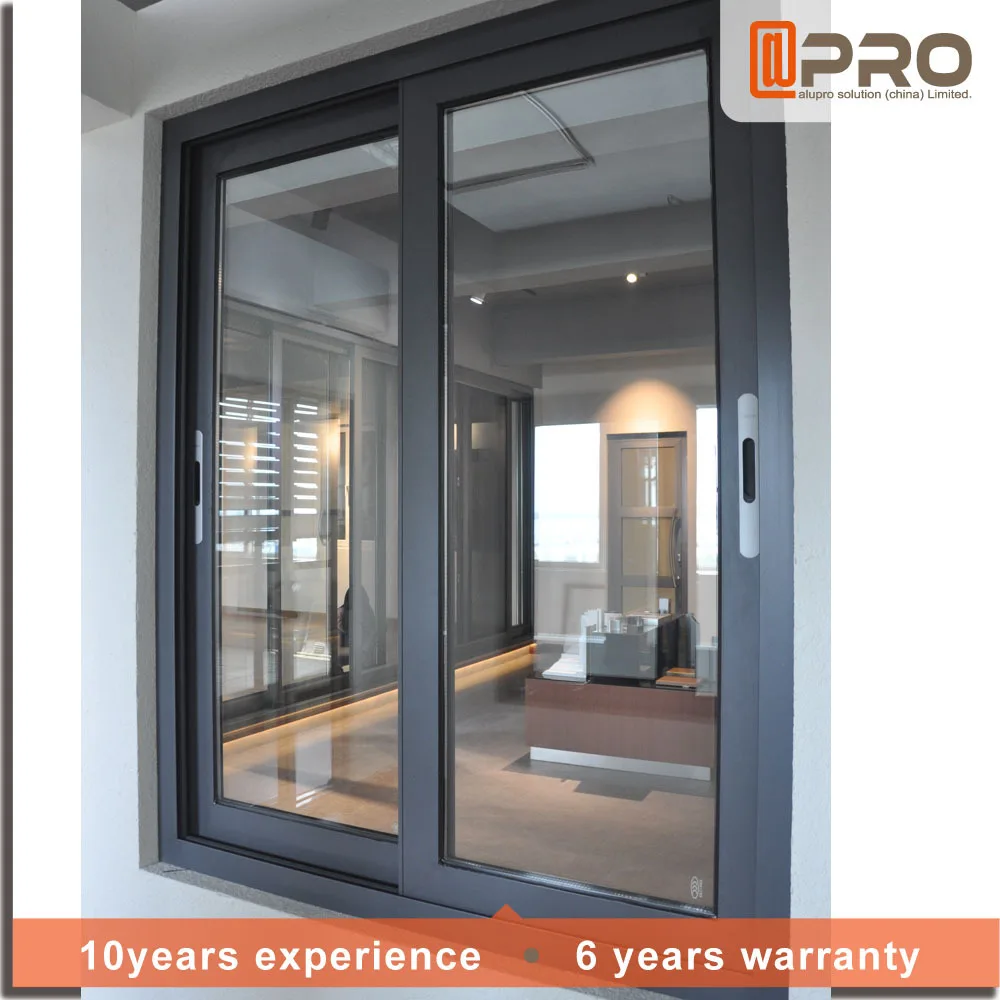 Latest Modern Sliding Window Sections Grill Design Tempered Glass Commercial French Aluminium Double Glass Office Sliding Window
