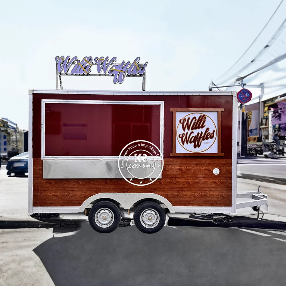 Mobile Fast Food Cart Food Truck Galvanized Truck Trailer with Full Kitchen Outside Food Beverage Shops