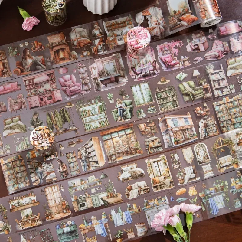 1 Rolle 2M PET-Klebeband Life Corner Scenography Material Handbuch Kreisklebstoffe Runde Aufkleber Bänder Scrapbook 60mm*2m