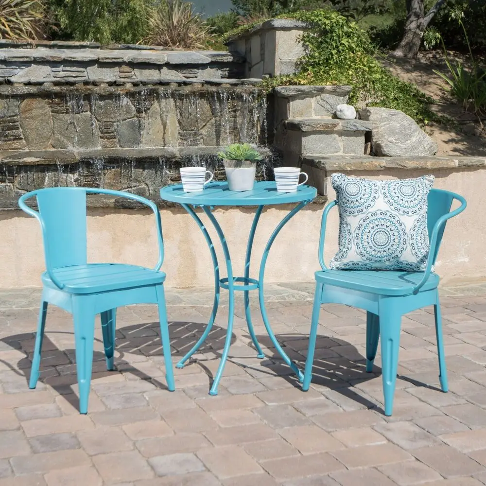 Collins Outdoor 3 Piece Matte Green Iron Bistro Set