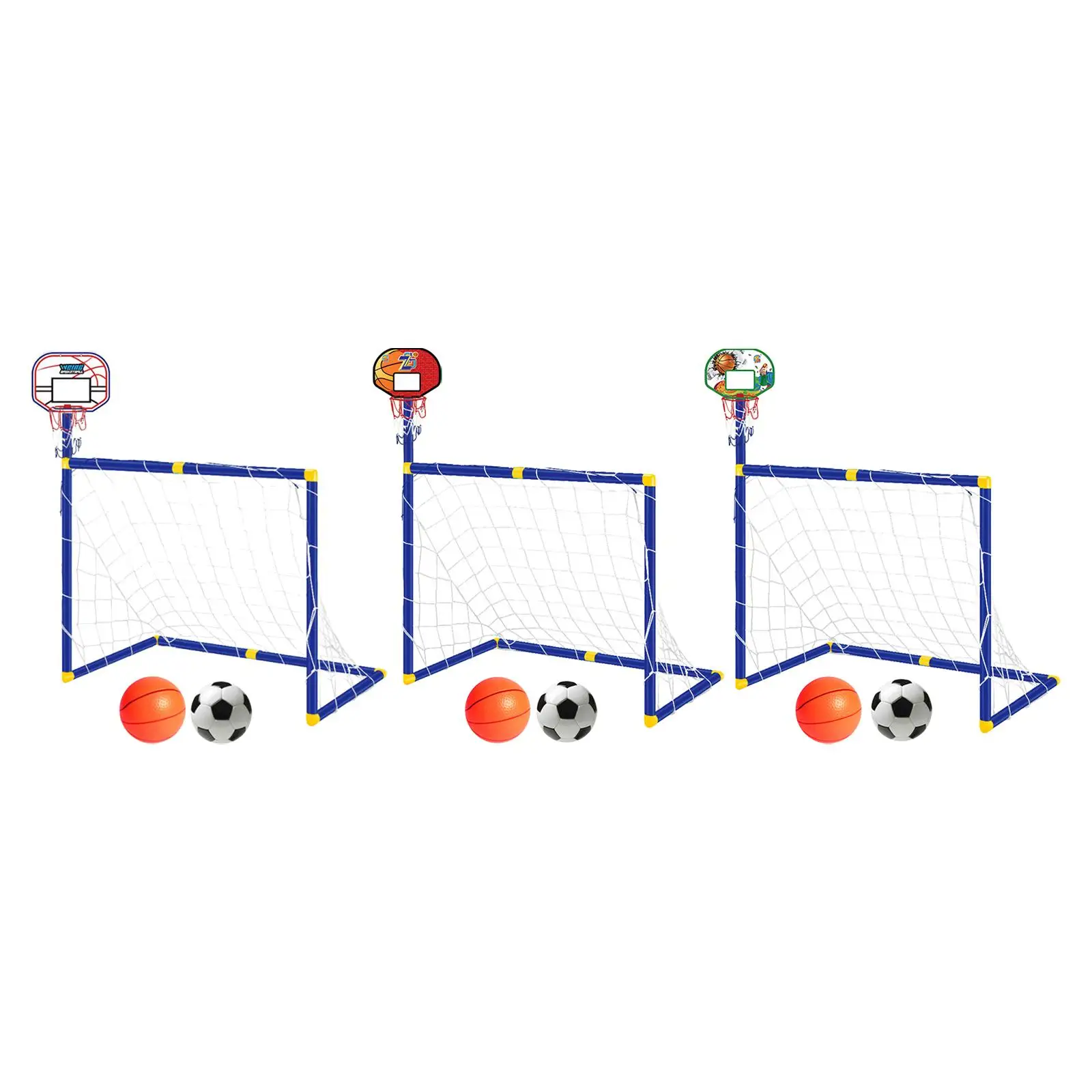 

Basketball Hoop with Soccer Goal Net Foldable 2 in 1 for Games Indoor Gym