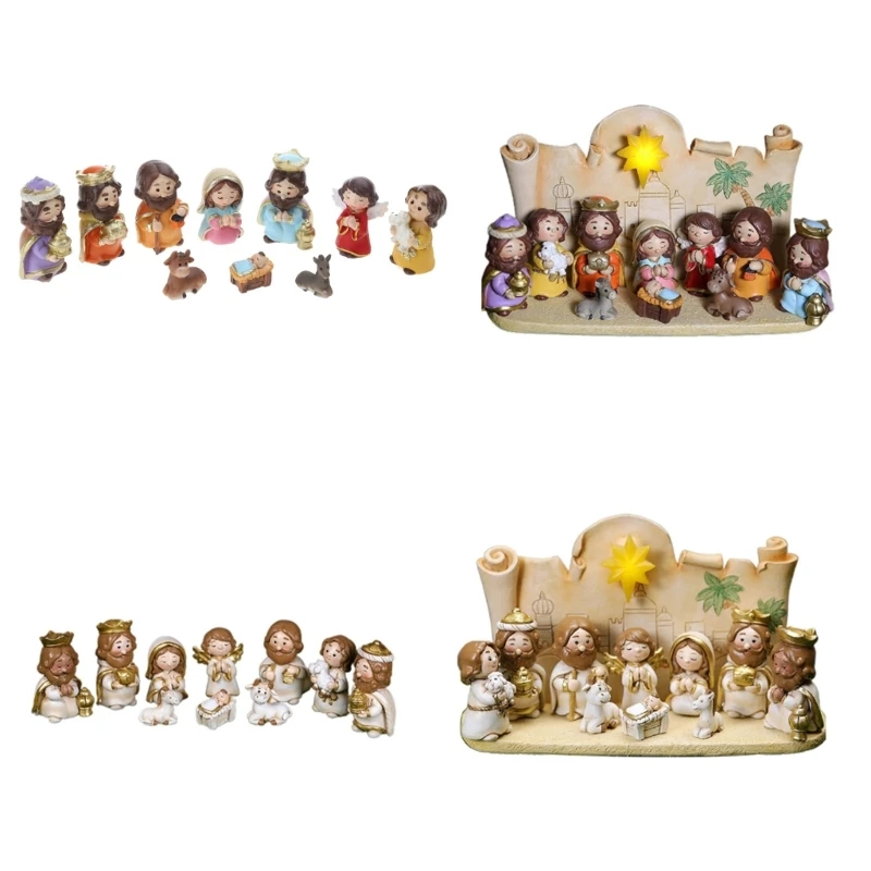 

Christmas Manger Decoration Set Holy Family Christian Church Decoration Gift Dropshipping