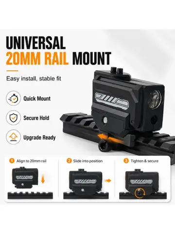Model Upgrade LED Flashlight Red Laser 2-in-1 Accessory Adjustable Red Beam Universal 20mm Rail Mount Button Battery Powered