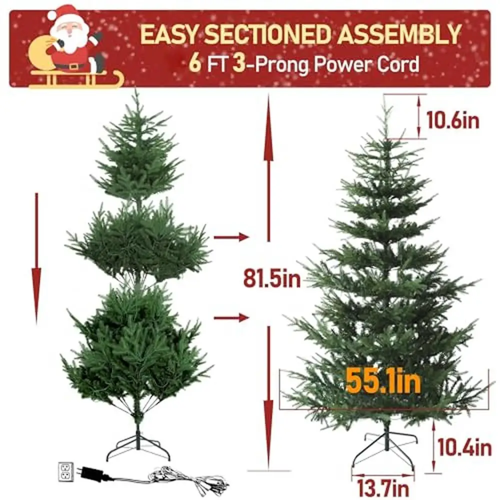 6ft Pre-Lit Aspen Fir Christmas Tree with Metal Stand & Warm White Lights Holiday Decoration Home Office Easy Assembly & Sturdy